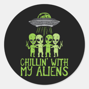 Chillin met mijn aliens groep peuter jongens Hallo Ronde Sticker