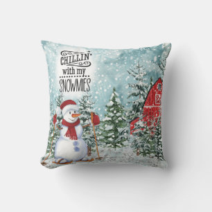 Chillin met mijn Snowmies Kerstwitte winter Kussen