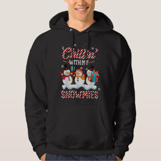 Chillin met mijn Snowmies Santa Snowman Scarf Ligh Hoodie