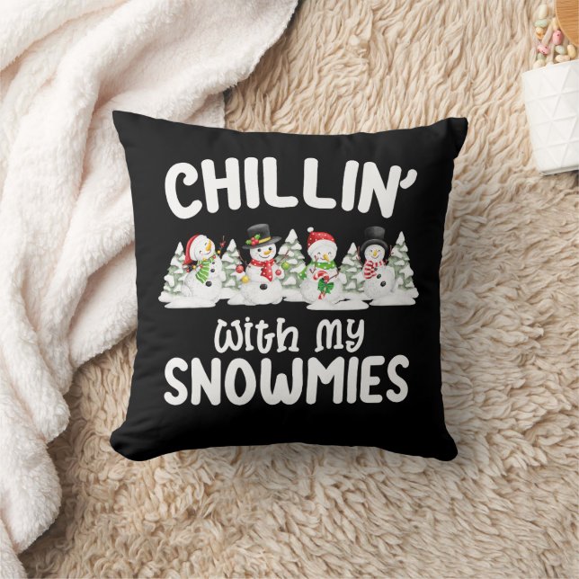 Chillin met mijn Snowmies Snowman Kerstmis Kussen (Deken)