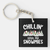 Chillin met mijn Snowmies Snowman Kerstmis Sleutelhanger (Voorkant)