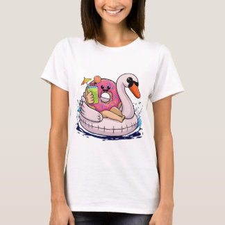 Chillin' on a Floatie: Donut en Juice Delight Te T-shirt