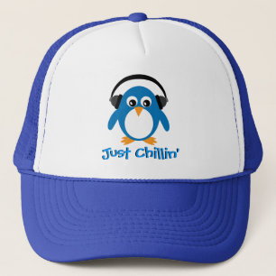 Chillin-pinguïn met hoofdtelefoon trucker pet