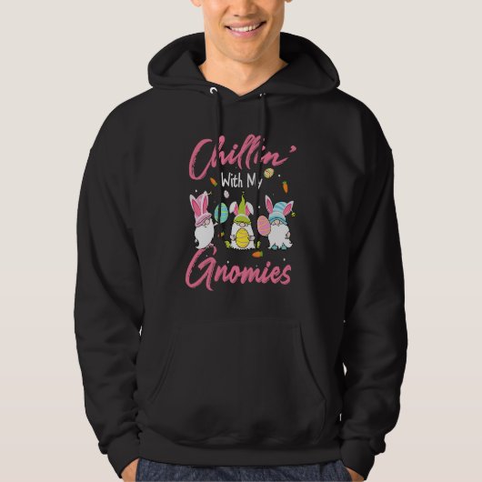 Chillin With My Gnomies  Easter Day  Bunny Egg Hoodie (Voorkant)