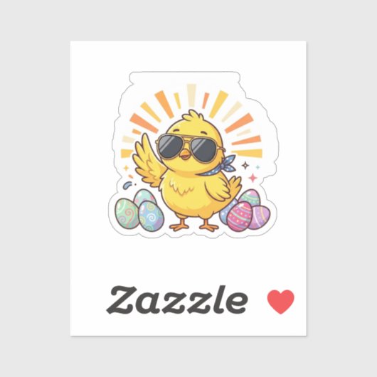 Chillin With My Peeps Cool Easter Chick Sticker (Feuille)