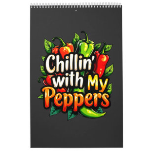 Chillin' with My Peppers - Kleurrijke Chili Graphi Kalender