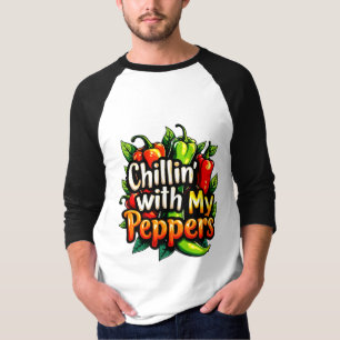 Chillin' with My Peppers - Kleurrijke Chili Graphi T-shirt