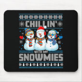 Chillin' With My Snowmies Funny Xmas Snowman Chris Muismat (Voorkant)