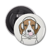 Chilling Beagle met Bubblegum Schattige Funny Dog Button Flesopener (Voorkant)