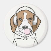 Chilling Beagle met Bubblegum Schattige Funny Dog Magneet (Voorkant)
