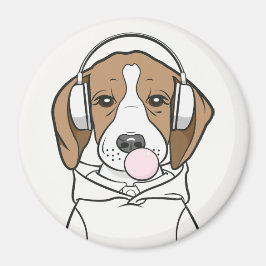 Chilling Beagle met Bubblegum Schattige Funny Dog Magneet