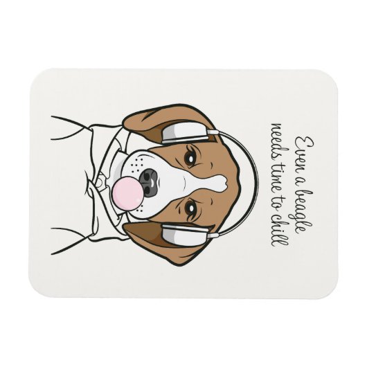 Chilling Beagle met Bubblegum Schattige Funny Dog Magneet (Horizontaal)