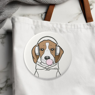 Chilling Beagle met Bubblegum Schattige Funny Dog Ronde Button 7,6 Cm