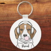 Chilling Beagle met Bubblegum Schattige Funny Dog Sleutelhanger (Voorkant)