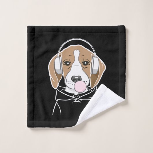 Chilling Dog met Bubblegum Schattige Funny Beagle Bad Handdoek (Wasdoekje)