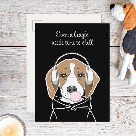 Chilling Dog met Bubblegum Schattige Funny Beagle Briefkaart