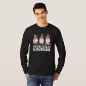 Chilling With My Gnomies Plaid Christmas Santa Gno T-shirt (Voorkant volledig)