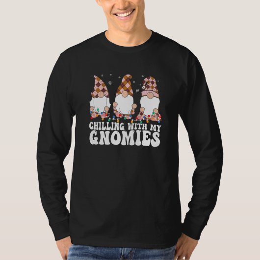Chilling With My Gnomies Plaid Christmas Santa Gno T-shirt (Voorkant)