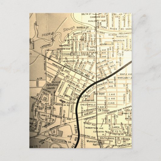 Chilliwack, Brits-Columbia,  kaart van Canada (Voorkant)