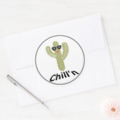 Chill'n Cactus Design - Sticker rond classique, Gl (Enveloppe)