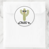 Chill'n Cactus Design - Sticker rond classique, Gl (Sac)