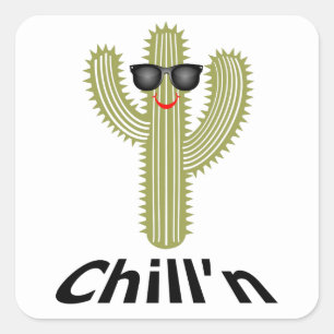 Chill'n Cactus Design - Stickers Carrés, Matte, Sm
