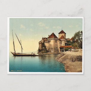 Chillon Castle, het meer van Genève, Zwitserland   Briefkaart
