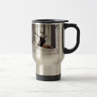 "Chilly" Bull Elk in Snow Travel Mug Reisbeker
