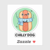 Chilly Dog Funny Chili Hot Dog Pun Sticker (Vel)