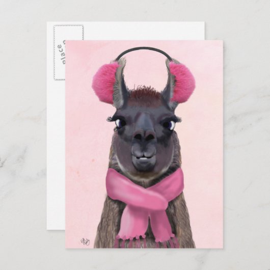 Chilly Llama Pink Briefkaart (Voorkant / Achterkant)