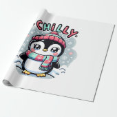 Chilly Penguin Sneeuwsjaal Knuffel Cadeaupapier (Uitgerold)