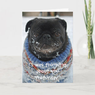 Chilly Pug "Missing You" Wenskaart Kaart
