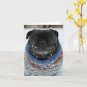 Chilly Pug Note Kaart - leeg (Gele Bloem)