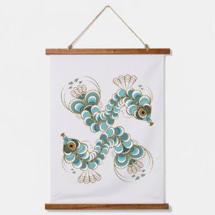 Chimera - Peacock Seahorse Wood Topped Tapestry Hangend Wandkleed