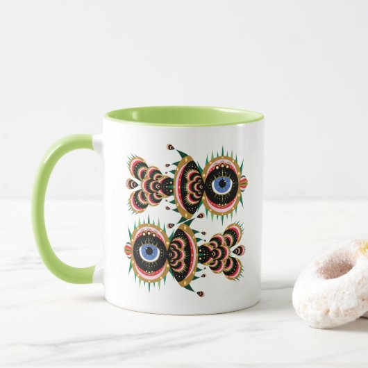 Chimera - Poisson Oiseau Mug vert clair (Avec donut)