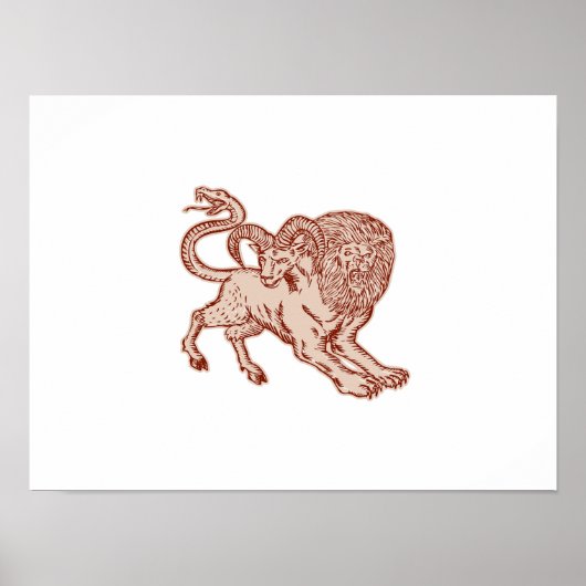 Chimera Pouncing Etching Poster (Voorkant)
