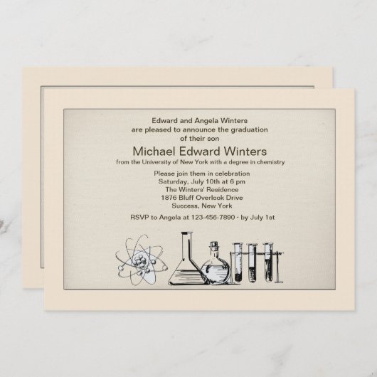 Chimie Grand Graduation Invitation (Devant / Derrière)