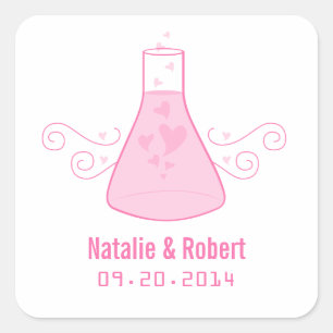 Chimie rose sucrée Stickers de mariage
