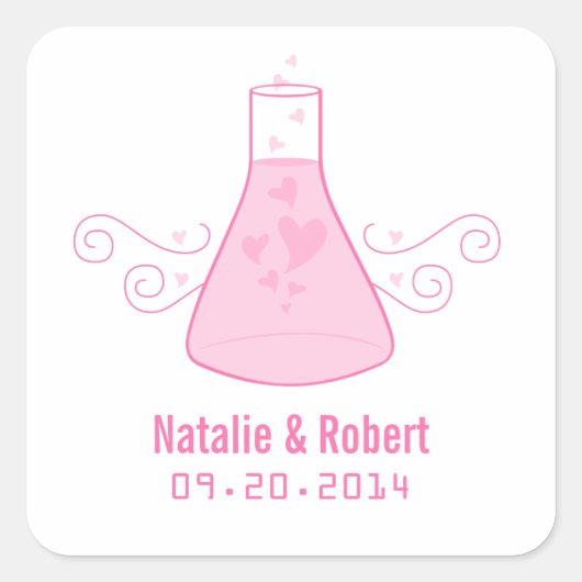 Chimie rose sucrée Stickers de mariage (Devant)