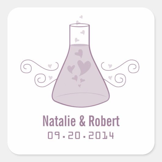 Chimie sucrée violet Stickers de mariage (Devant)