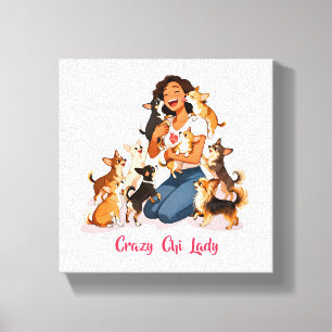 Chimigos - Crazy Chi Lady - Chihuahua  Canvas Afdruk