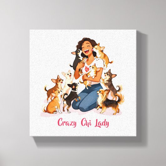 Chimigos - Crazy Chi Lady - Chihuahua  Canvas Afdruk (Voorkant)