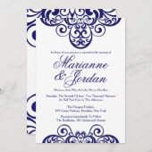 Chimmering Sapphire Ornate Wedding Invitations (Devant / Derrière)