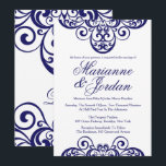 Chimmering Sapphire Ornate Wedding Invitations<br><div class="desc">Chatoyant Sapphire Ornate Mariage Invitations. Cette faire-part de mariage ornée présente un design couleur bleu saphir sur un arrière - plan blanc pur, qui peut être changé à n'importe quelle couleur que vous préfèreriez en utilisant la personnaliser aussi sur Zazzle. Ce design mariage orné coordonne avec notre collection mariage Ornate...</div>