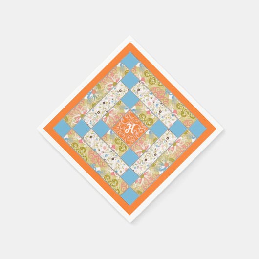 Chimney Quilt Block Paper Napkin Servetten (Hoek)