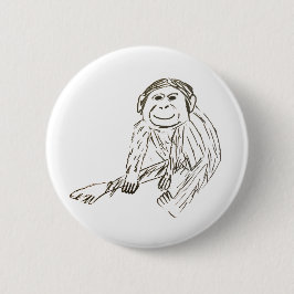 Chimp Badge - Een slecht getrokken chimp op een ba Ronde Button 5,7 Cm