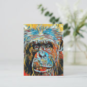 Chimp Chimpanzee Pop Art Digital Photograph Briefkaart (Staand voorkant)