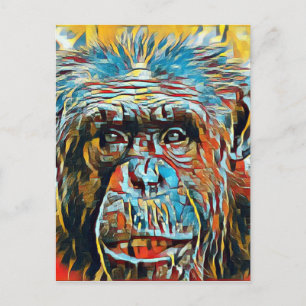 Chimp Chimpanzee Pop Art Digital Photograph Briefkaart