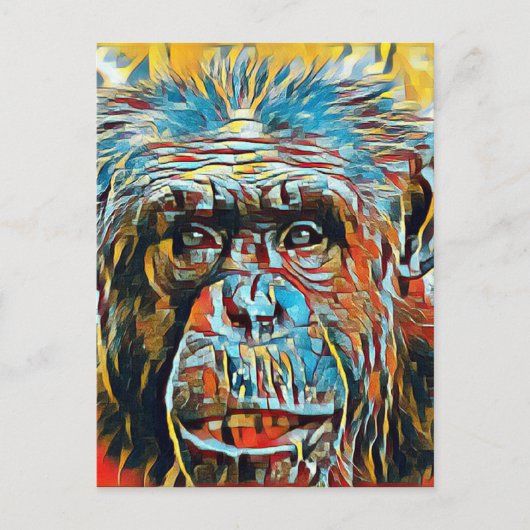 Chimp Chimpanzee Pop Art Digital Photograph Briefkaart (Voorkant)