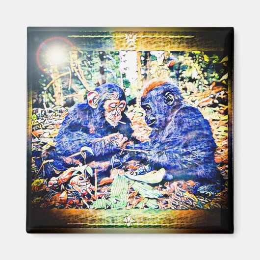 Chimp & Gorilla Cooperation 01 Magneet (Voorkant)
